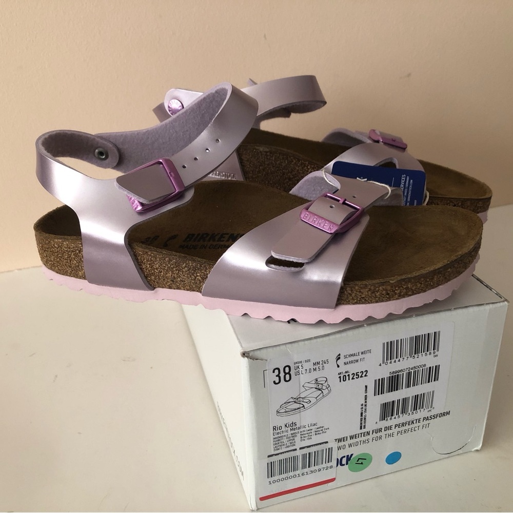 Birkenstock Electric Metallic Lilac Rio sandal. Rare. Size: 7, 7.5, 38, 8, 39 - Picture 7 of 15